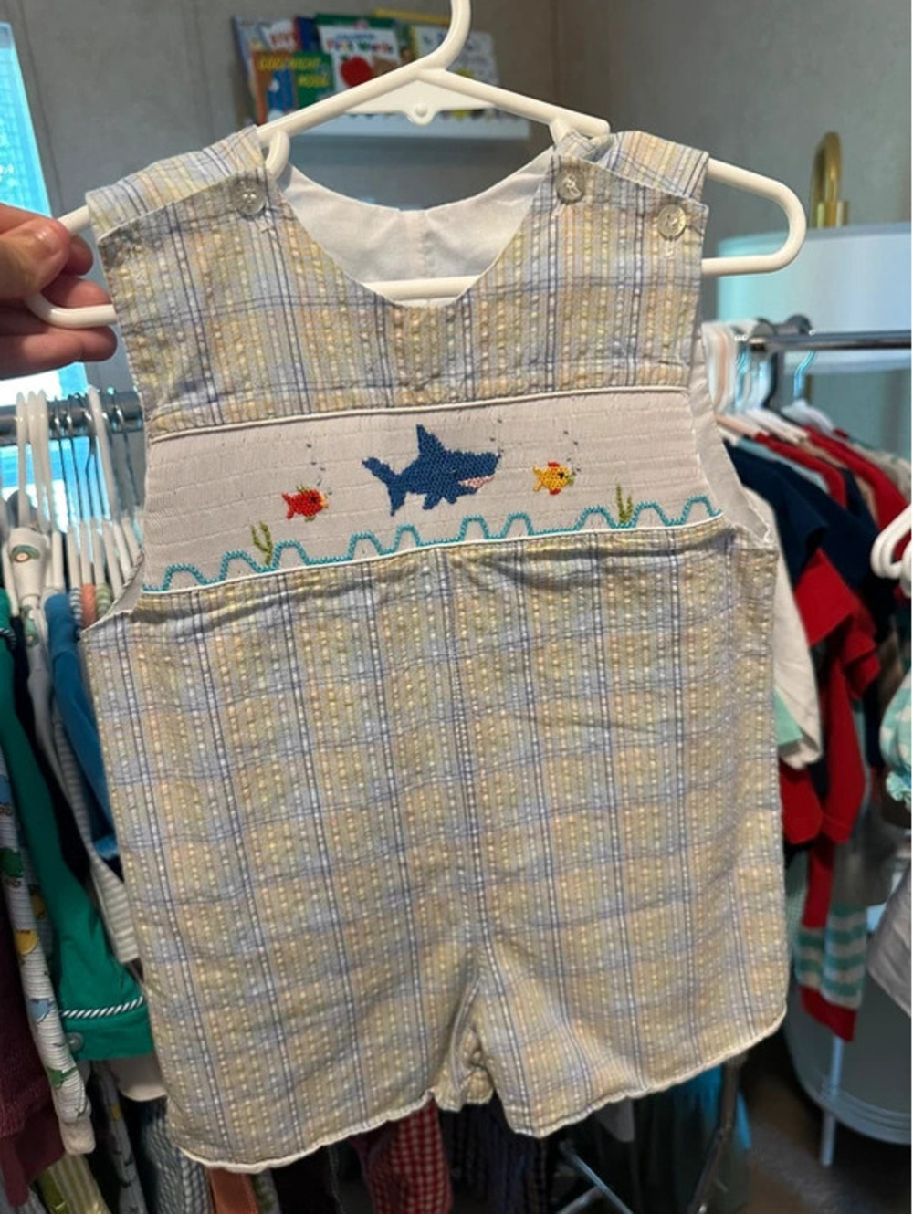 Boy's Smocked Shark Jon Jon